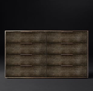 Smythson Shagreen eight drawer dressers in cognac and brass
